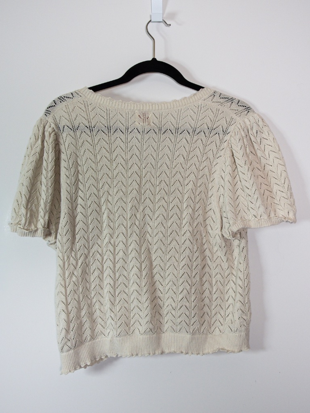 Gap x Doen Linen Blend Pointelle Knit Stretch Ruffle Collar Pullover Sweater XL - Picture 4 of 4